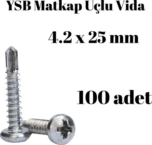 Yıldız Silindir Başlı 4.2x25 YSB Matkap Uçlu Akıllı Vida 100 Adet