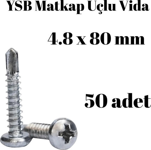 Yıldız Silindir Başlı 4.8X80 YSB Matkap Uçlu Akıllı Vida 50 Adet