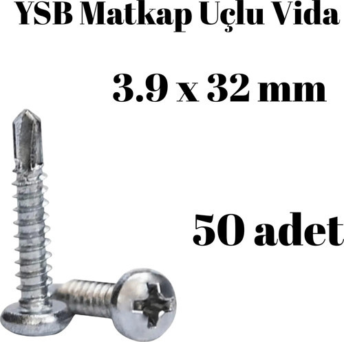 Yıldız Silindir Başlı 3.9X32 YSB Matkap Uçlu Akıllı Vida 50 Adet