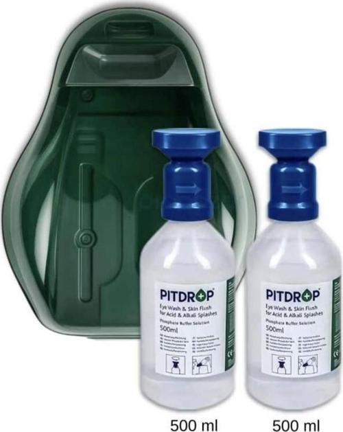 Göz Duşu Solüsyonu Set (Pitdrop 500 Ml Kimyasal İkili Aynalı Set Duvar Tipi)