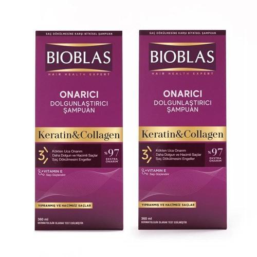 Bibolas Keratin Collagen Onarıcı Dolgunlaştırıcı Şampuan 360 ml 2 ADET