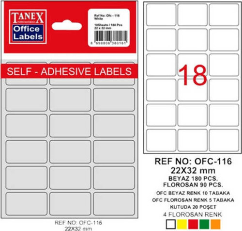 Taneks Poşet Etiket 22 X 32 Mm Ofc-116