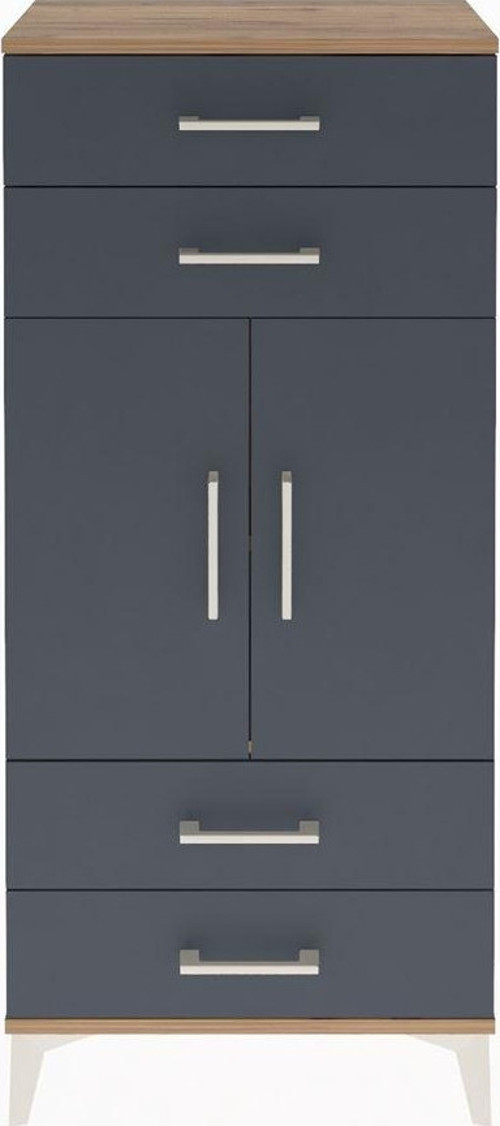 Arges Dolap 2 Raflı 4 Çekmeceli 2 Kapaklı 60 x 30 x 134 cm Çam - Antrasit