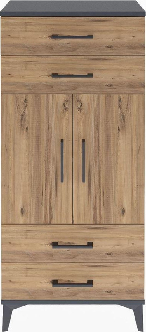 Arges Dolap 2 Raflı 4 Çekmeceli 2 Kapaklı 60 x 30 x 134 cm Antrasit - Çam