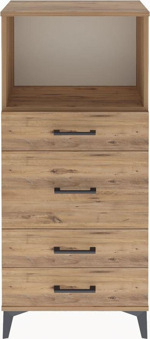 Arges Dolap 1 Raflı 4 Çekmeceli 60 x 30 x 134 cm Çam - Çam