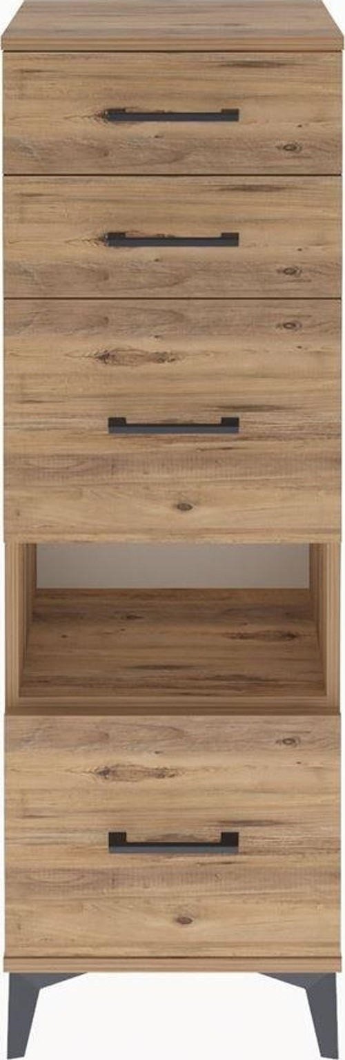 Arges Dolap Tek Raflı 4 Çekmeceli 44x30x134 Çam-Çam