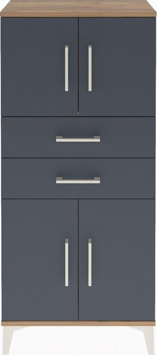 Arges Dolap 1 Raflı 2 Çekmeceli 4 Kapaklı 60 x 30 x 134 cm Çam - Antrasit