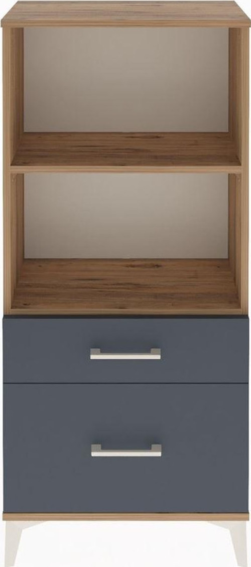 Arges Dolap 2 Raflı 2 Çekmeceli 60x30x134 Çam-Antrasit
