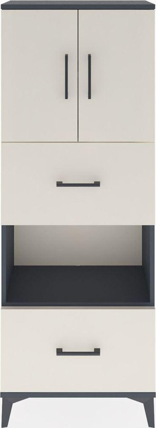 Arges Dolap 3 Raflı 2 Çekmeceli 2 Kapaklı 60x30x163 Antrasit-Aytaşı