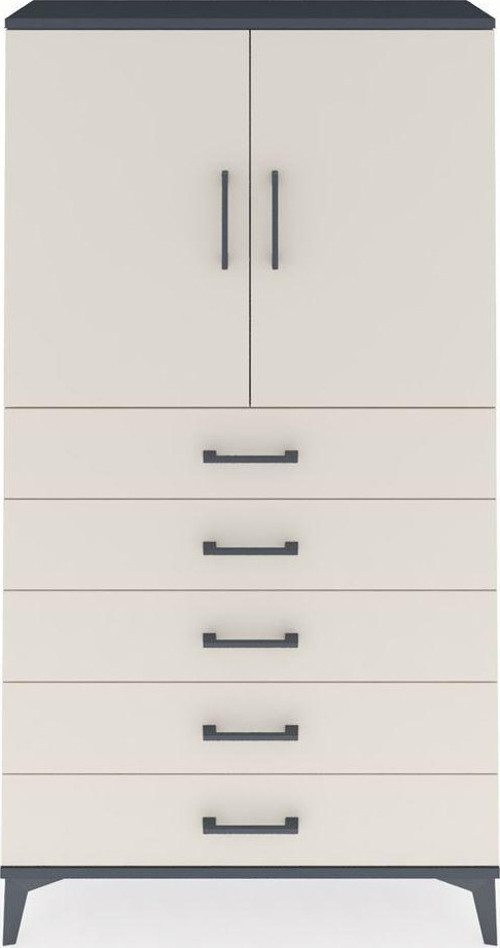 Arges Dolap 2 Raflı 5 Çekmeceli 2 Kapaklı 88 x 30 x 163 cm Antrasit - Aytaşı