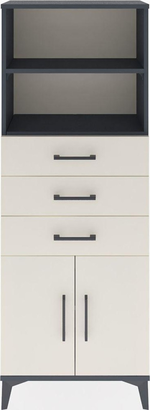 Arges Dolap 3 Raflı 3 Çekmeceli 2 Kapaklı 60x30x163 Antrasit-Aytaşı