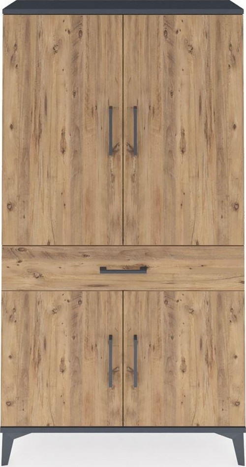 Arges Dolap 4 Raflı 1 Çekmeceli 4 Kapaklı 88 x 30 x 163 cm Antrasit - Çam