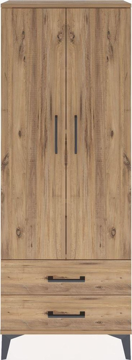 Arges Dolap 4 Raflı 2 Çekmeceli 2 Kapaklı 60x30x163 Çam-Çam