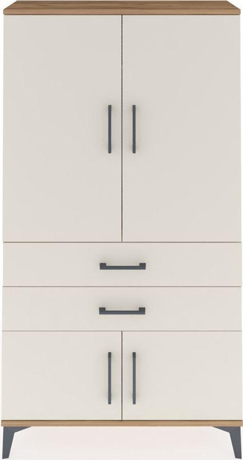 Arges Dolap Tek Raflı 2 Çekmeceli Tek Askılı 88x30x163 Çam-Aytaşı