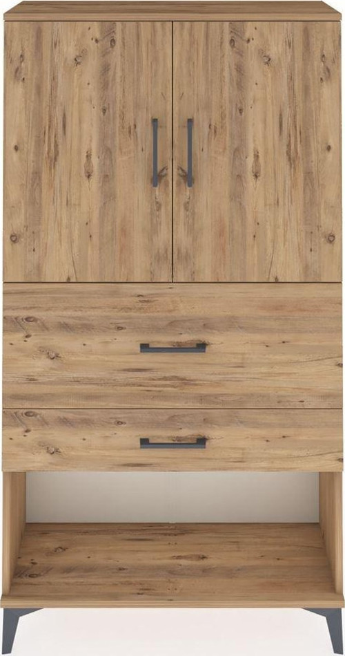 Arges Dolap 2 Raflı 2 Çekmeceli 2 Kapaklı 88 x 30 x 163 cm Çam - Çam
