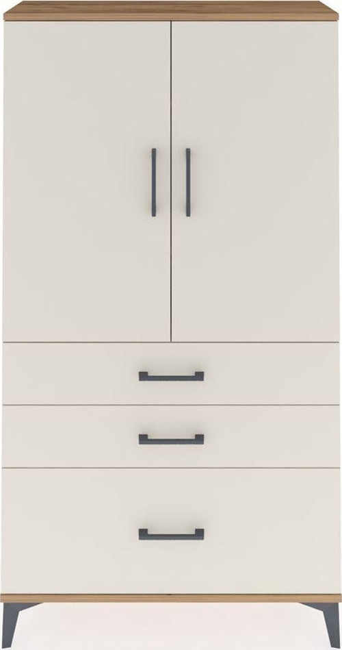 Arges Dolap 3 Raflı 3 Çekmeceli 2 Kapaklı 88x30x163 Çam-Aytaşı