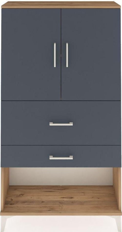 Arges Dolap 2 Raflı 2 Çekmeceli 2 Kapaklı 88x30x163 Çam-Antrasit