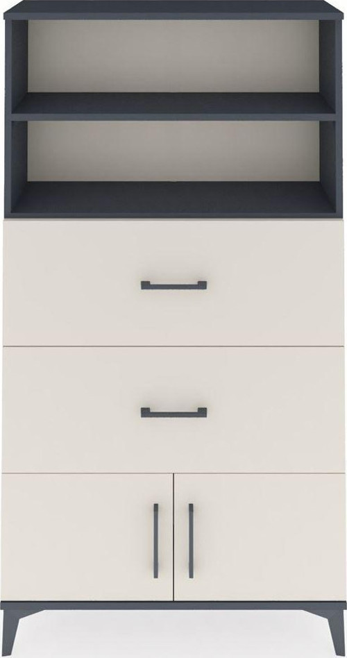 Arges Dolap 2 Raflı 2 Çekmeceli 2 Kapaklı 88x30x163 Antrasit-Aytaşı