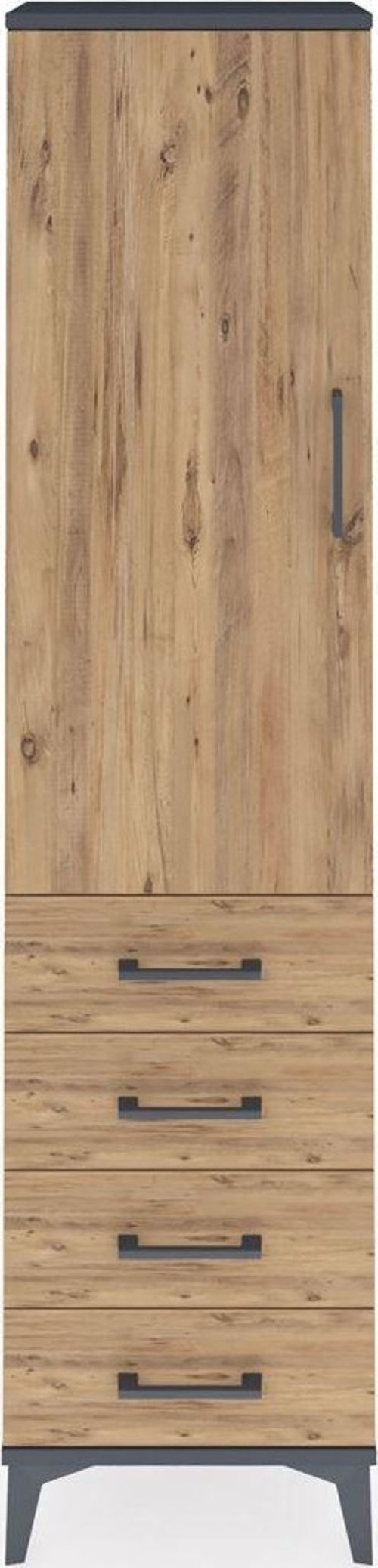 Arges Dolap 2 Raflı 4 Çekmeceli Tek Kapaklı 44x30x182 Antrasit-Çam