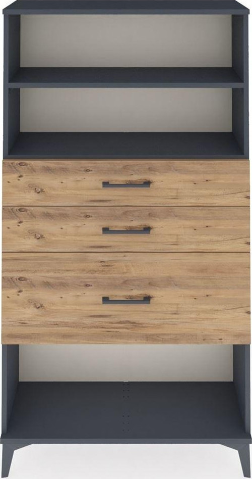 Arges Dolap 2 Raflı 3 Çekmeceli 88x30x163 Antrasit-Çam