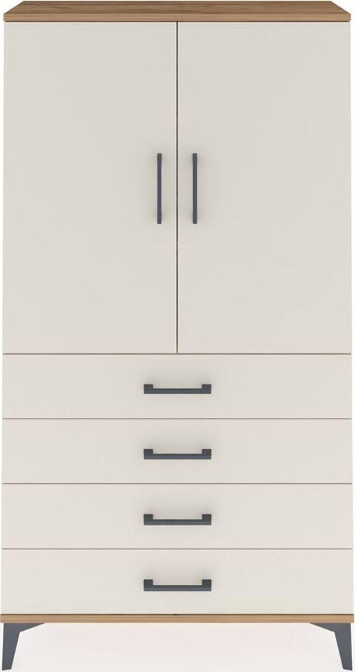 Arges Dolap 3 Raflı 4 Çekmeceli 2 Kapaklı 88x30x163 Çam-Aytaşı