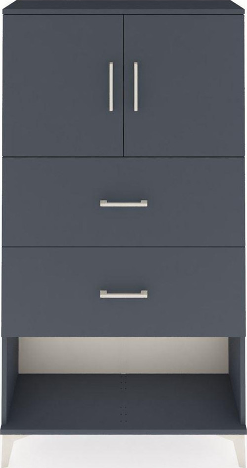 Arges Dolap 2 Raflı 2 Çekmeceli 2 Kapaklı 88x30x163 Antrasit-Antrasit