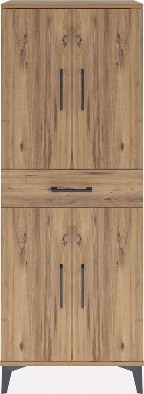 Arges Dolap 3 Raflı Tek Çekmeceli 4 Kapaklı 60x30x163 Çam-Çam