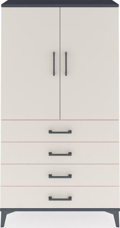 Arges Dolap 3 Raflı 4 Çekmeceli 2 Kapaklı 88 x 30 x 163 cm Antrasit - Aytaşı