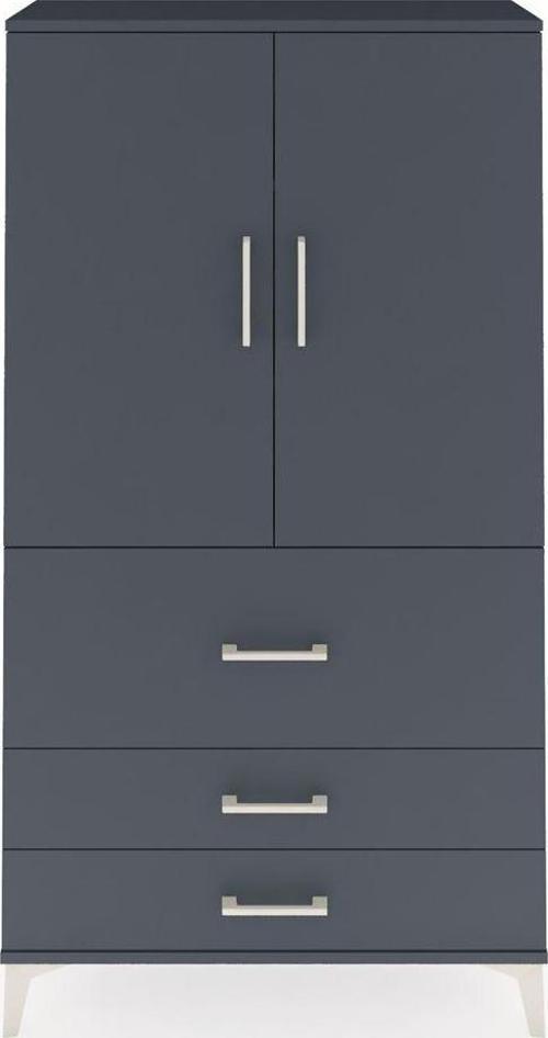 Arges Dolap 3 Raflı 3 Çekmeceli 2 Kapaklı 88x30x163 Antrasit-Antrasit