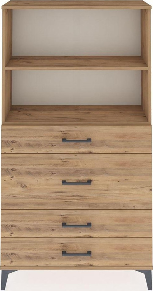 Arges Dolap 2 Raflı 4 Çekmeceli 88 x 30 x 163 cm Çam - Çam
