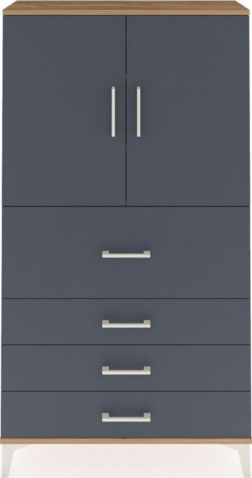 Arges Dolap 3 Raflı 4 Çekmeceli 2 Kapaklı 88 x 30 x 163 cm Çam - Antrasit
