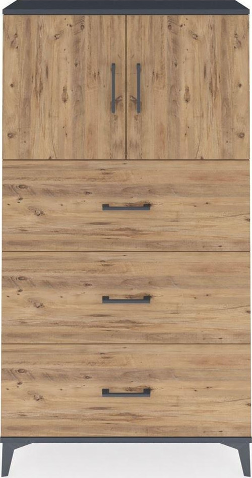Arges Dolap 2 Raflı 3 Çekmeceli 2 Kapaklı 88 x 30 x 163 cm Antrasit - Çam