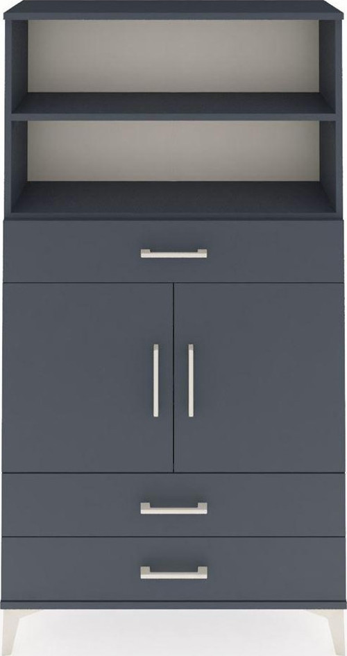 Arges Dolap 4 Raflı 3 Çekmeceli 2 Kapaklı 88 x 30 x 163 cm Antrasit - Antrasit