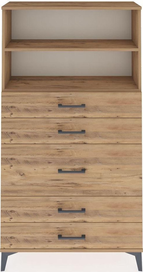 Arges Dolap 2 Raflı 5 Çekmeceli 88 x 30 x 163 cm Çam - Çam