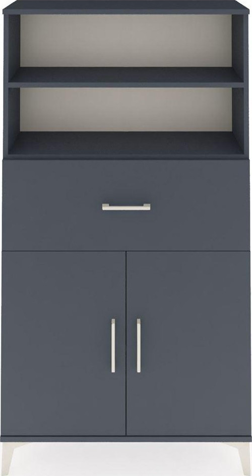 Arges Dolap 3 Raflı Tek Çekmeceli 2 Kapaklı 88x30x163 Antrasit-Antrasit