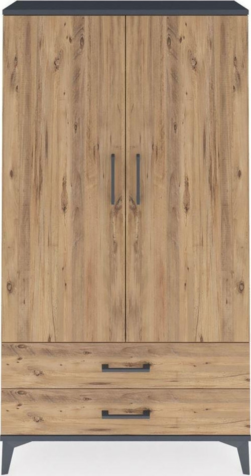 Arges Dolap 2 Raflı 2 Çekmeceli 1 Askılı 88 x 30 x 163 cm Antrasit - Çam