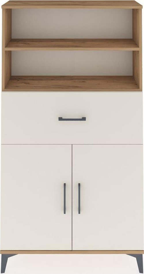 Arges Dolap 3 Raflı Tek Çekmeceli 2 Kapaklı 88x30x163 Çam-Aytaşı