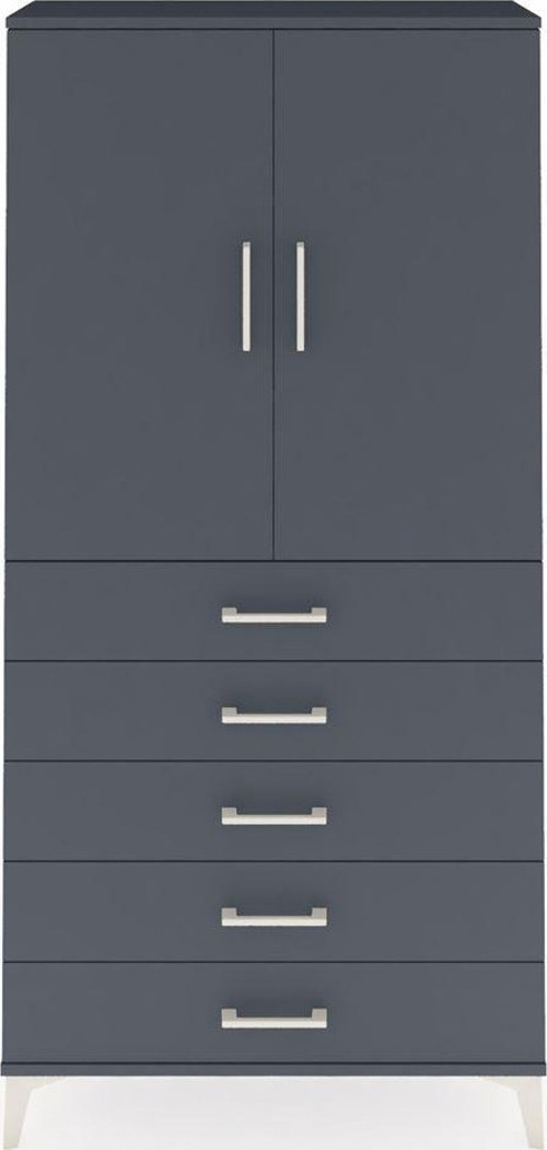 Arges Dolap 3 Raflı 5 Çekmeceli 2 Kapaklı 88 x 30 x 182 cm Antrasit - Antrasit