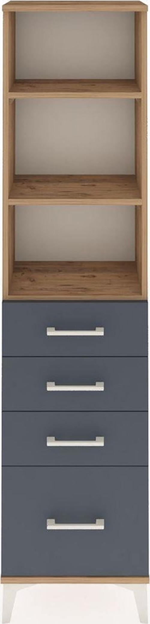 Arges Dolap 3 Raflı 4 Çekmeceli 44x30x182 Çam-Antrasit