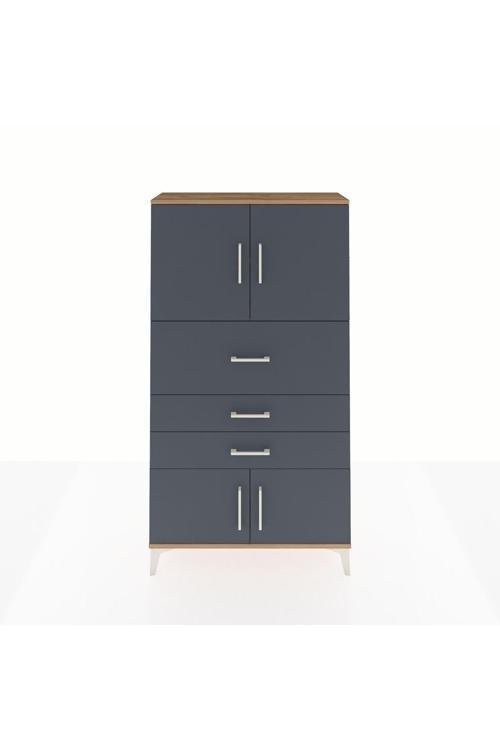 Arges Dolap 2 Raflı 3 Çekmeceli 4 Kapaklı 88 x 30 x 163 cm Çam - Antrasit