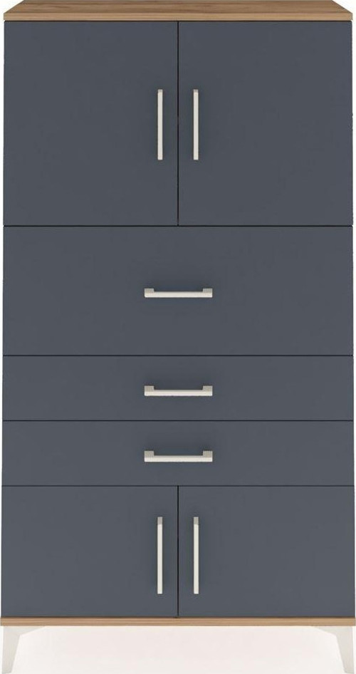 Arges Dolap 2 Raflı 3 Çekmeceli 4 Kapaklı 88 x 30 x 163 cm Çam - Antrasit