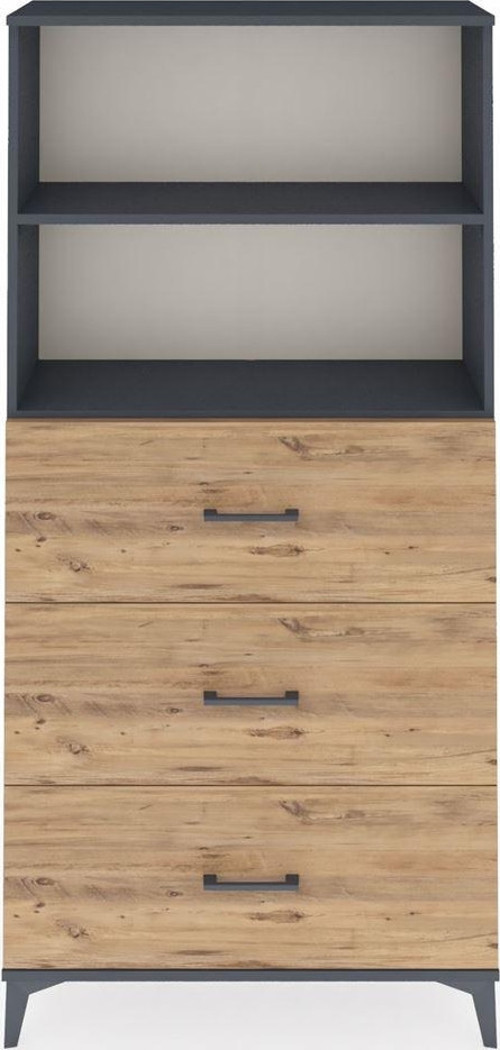 Arges Dolap 2 Raflı 3 Çekmeceli 88 x 30 x 182 cm Antrasit - Çam