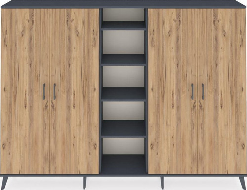 Arges Dolap 12 Raflı 4 Kapaklı 220 x 30 x 163 cm Antrasit - Çam - Antrasit