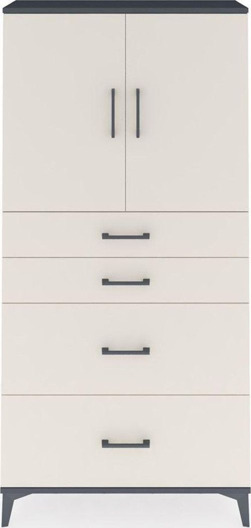 Arges Dolap 2 Raflı 4 Çekmeceli 2 Kapaklı 88 x 30 x 182 cm Antrasit - Aytaşı