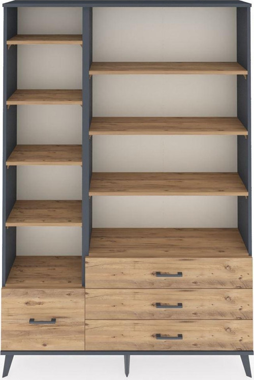 Arges Gardrop 9 Raflı 4 Çekmeceli 132 x 30 x 195 cm Antrasit - Çam