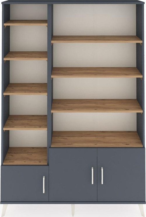 Arges Dolap 10 Raflı 3 Kapaklı 132 x 30 x 195 cm Antrasit - Antrasit - Çam