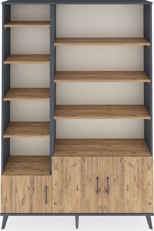 Arges Gardrop 10 Raflı 3 Kapaklı 132 x 30 x 195 cm Antrasit - Çam