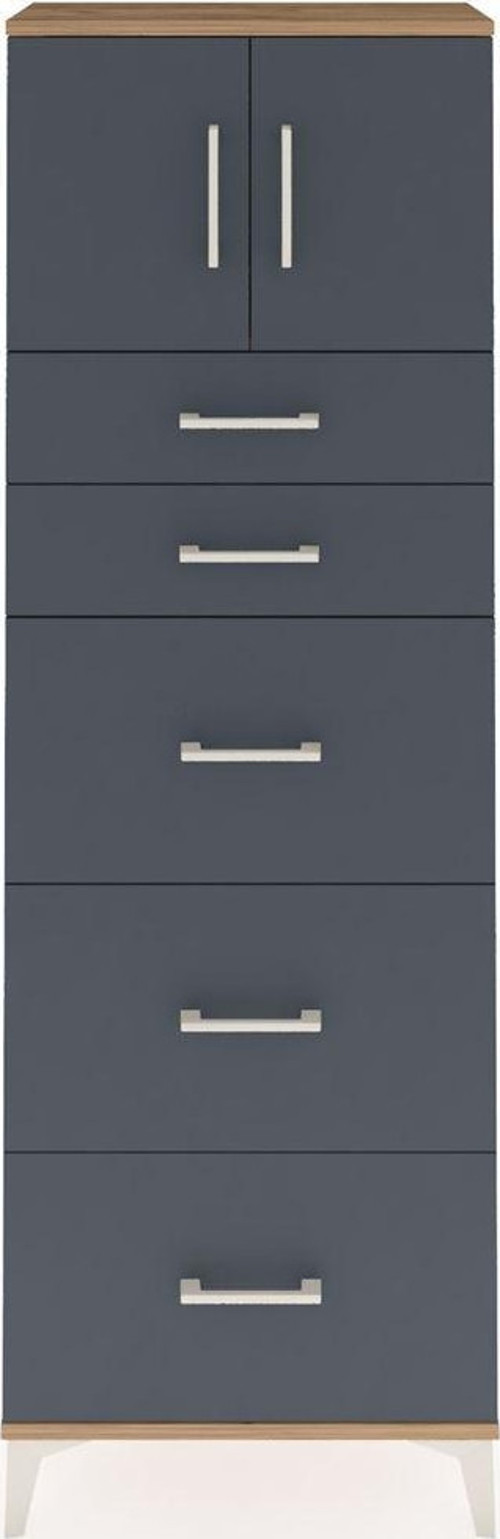Arges Dolap 1 Raflı 5 Çekmeceli 2 Kapaklı 60 x 30 x 182 cm Çam - Antrasit