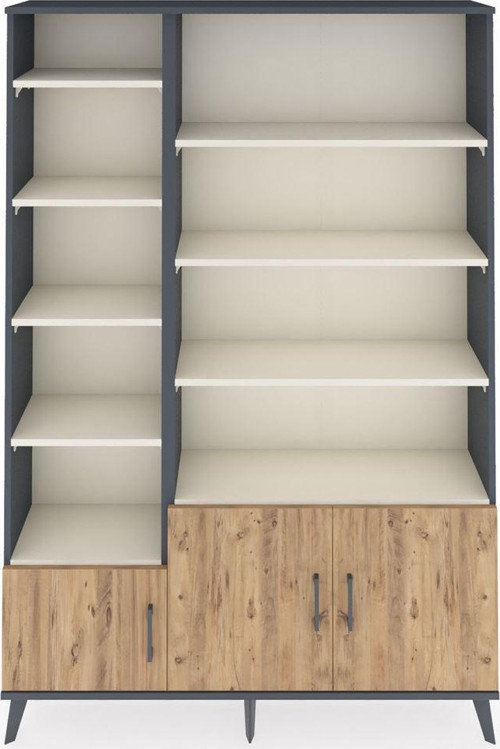 Arges Dolap 10 Raflı 3 Kapaklı 132 x 30 x 195 cm Antrasit - Çam - Aytaşı