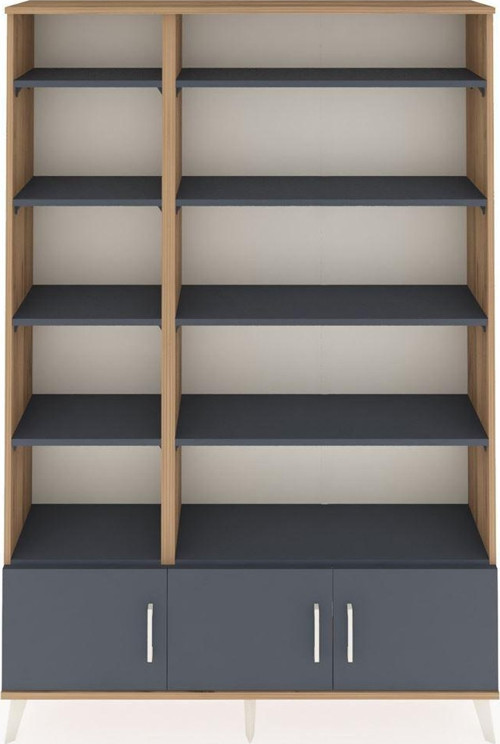 Arges Gardrop 10 Raflı 3 Kapaklı 132 x 30 x 195 cm Çam - Antrasit